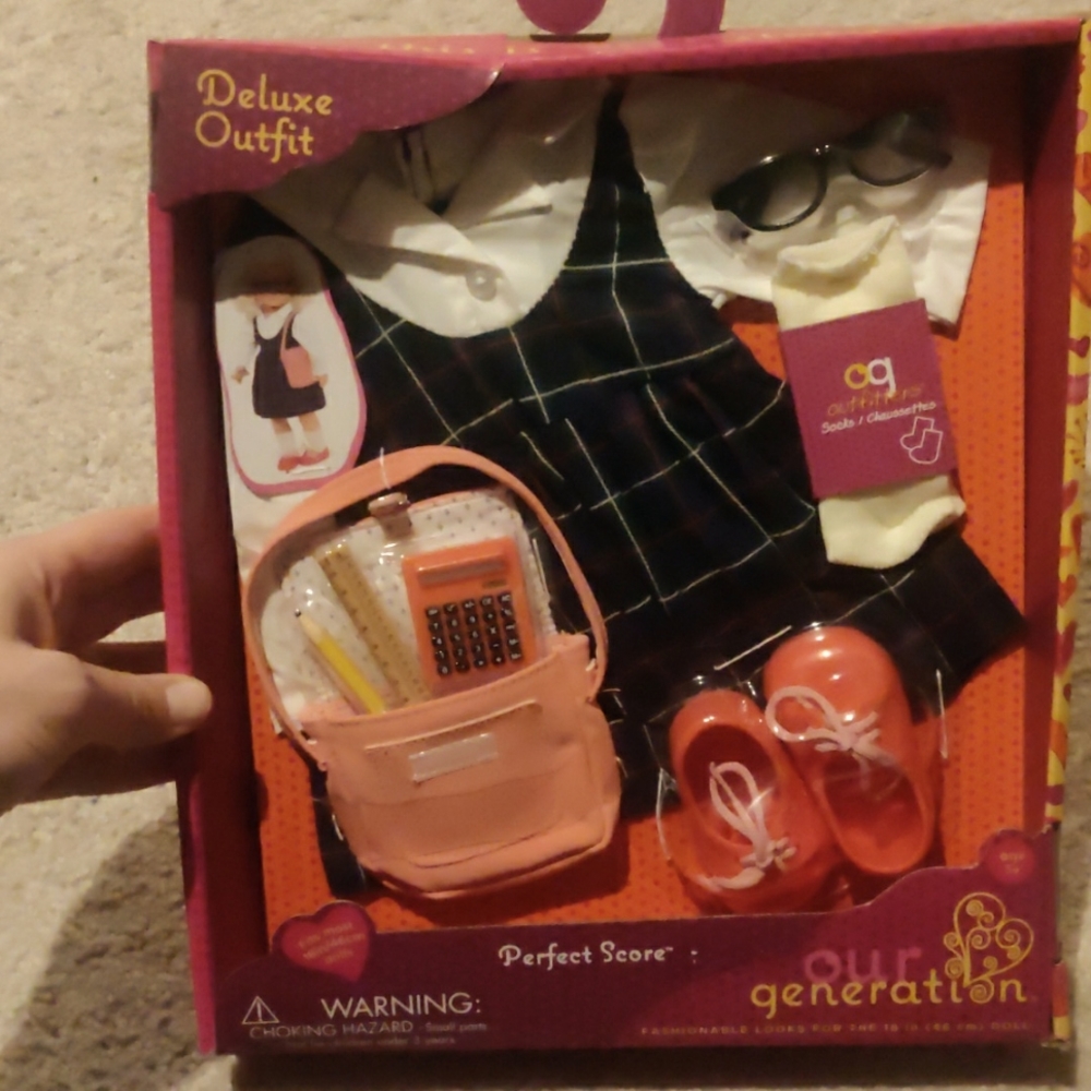 New Our Generation Deluxe Outfit Perfect Score Dress Shirt Shoes Purse
